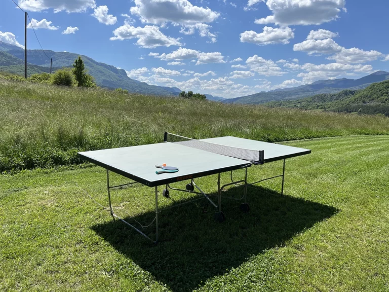 table de ping pong dans l'espace extérieur du gite